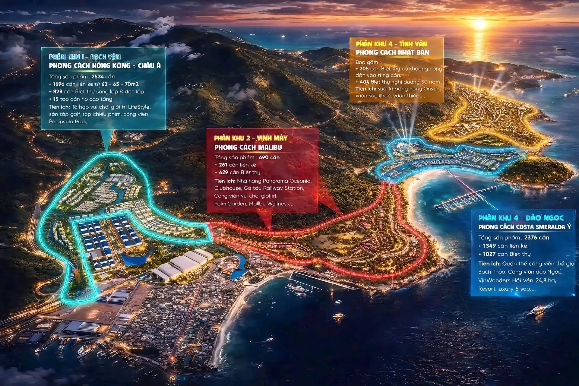 Các phân khu chính tại Vinhomes Làng Vân