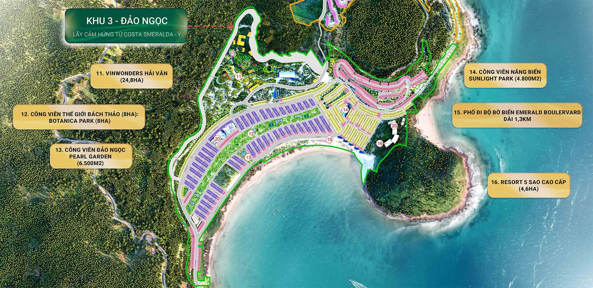 Mặt bằng tiện ích phân khu Đảo Ngọc