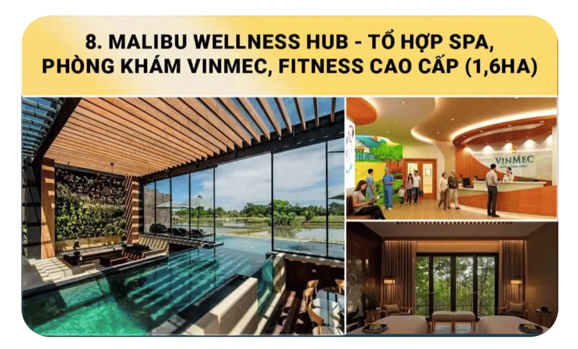 Malibu Welless Hub - Tổ hợp spa, phòng khám Vinmec, Fitness cao cấp Malibu Welless Hub - Tổ hợp spa, phòng khám Vinmec, Fitness cao cấp